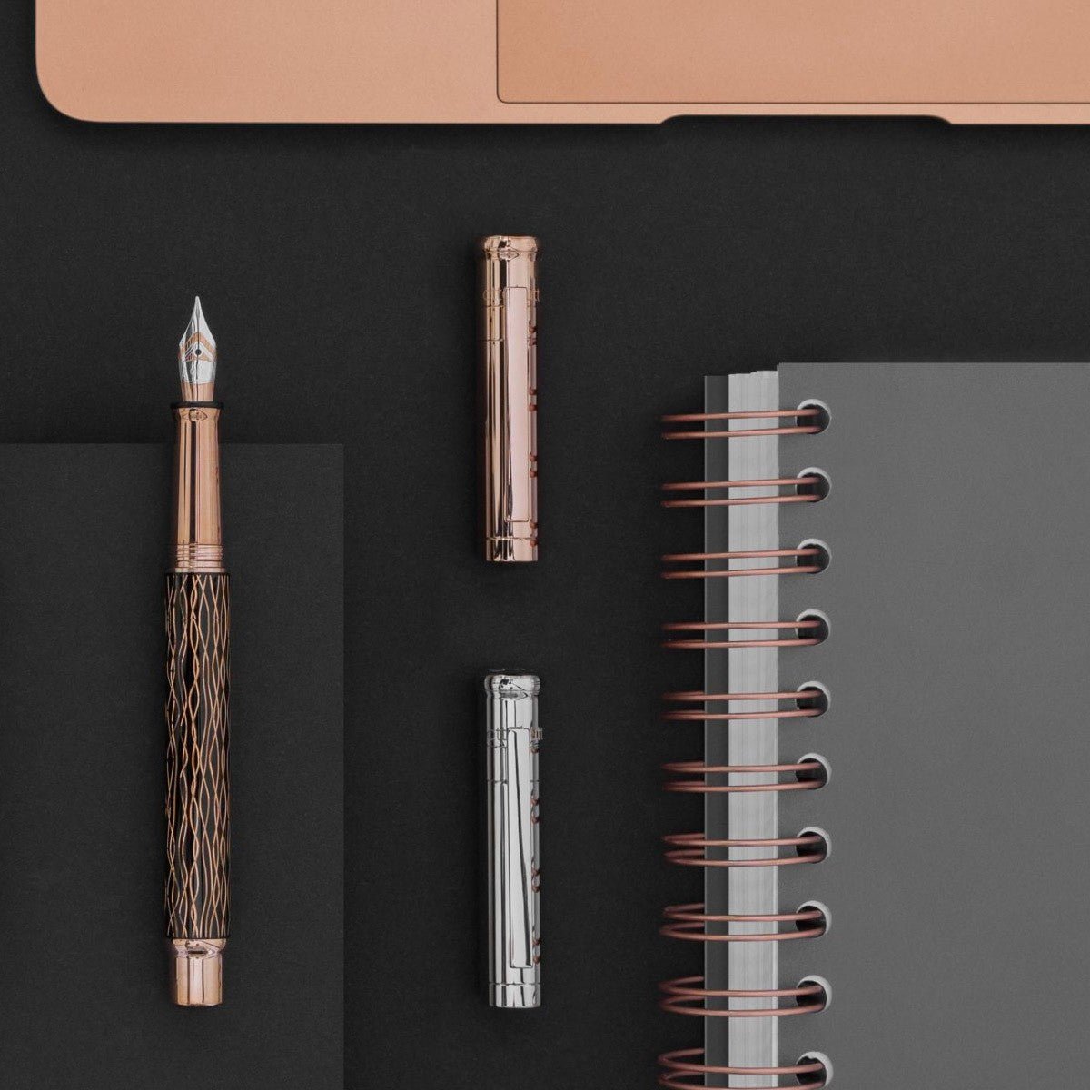 Otto Hutt Fountain Pen Design 04 - Wave Black Rosegold - 24Papershop