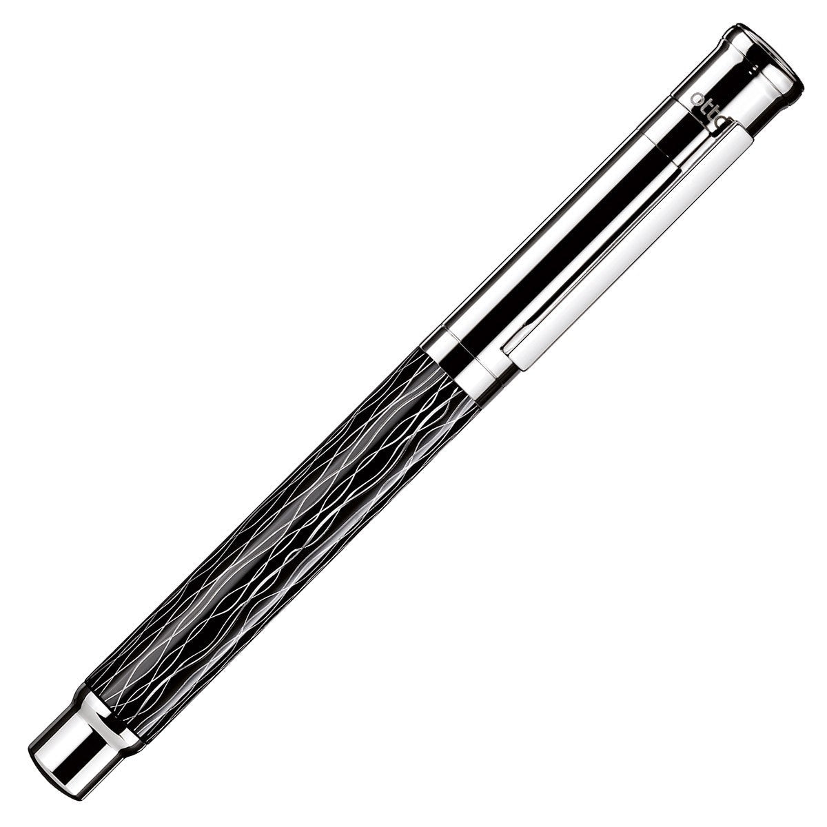 Otto Hutt Fountain Pen Design 04 - Wave Guilloche Black Platin - 24Papershop