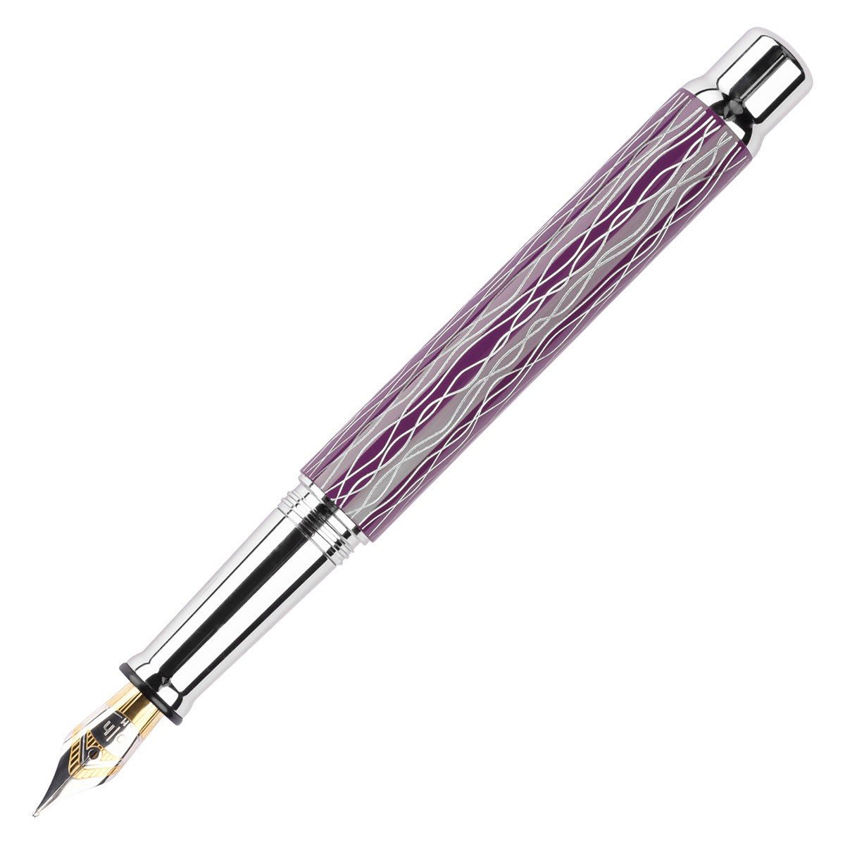 Otto Hutt Fountain Pen Design 04 - Wave Guilloche Lila Platin - 24Papershop