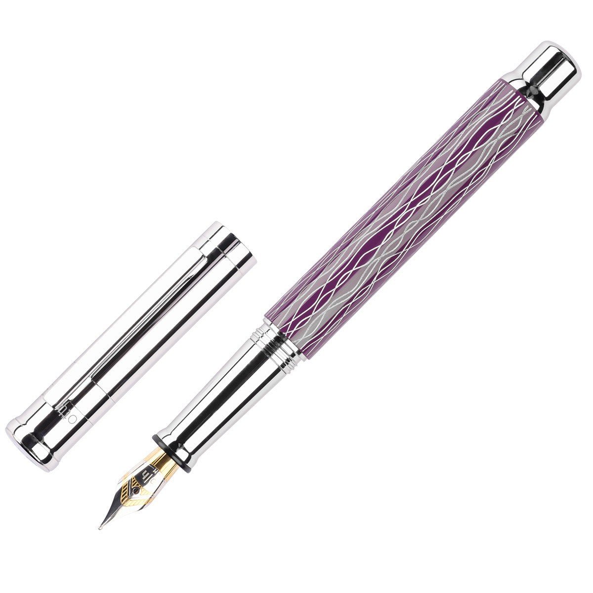 Otto Hutt Fountain Pen Design 04 - Wave Guilloche Lila Platin - 24Papershop