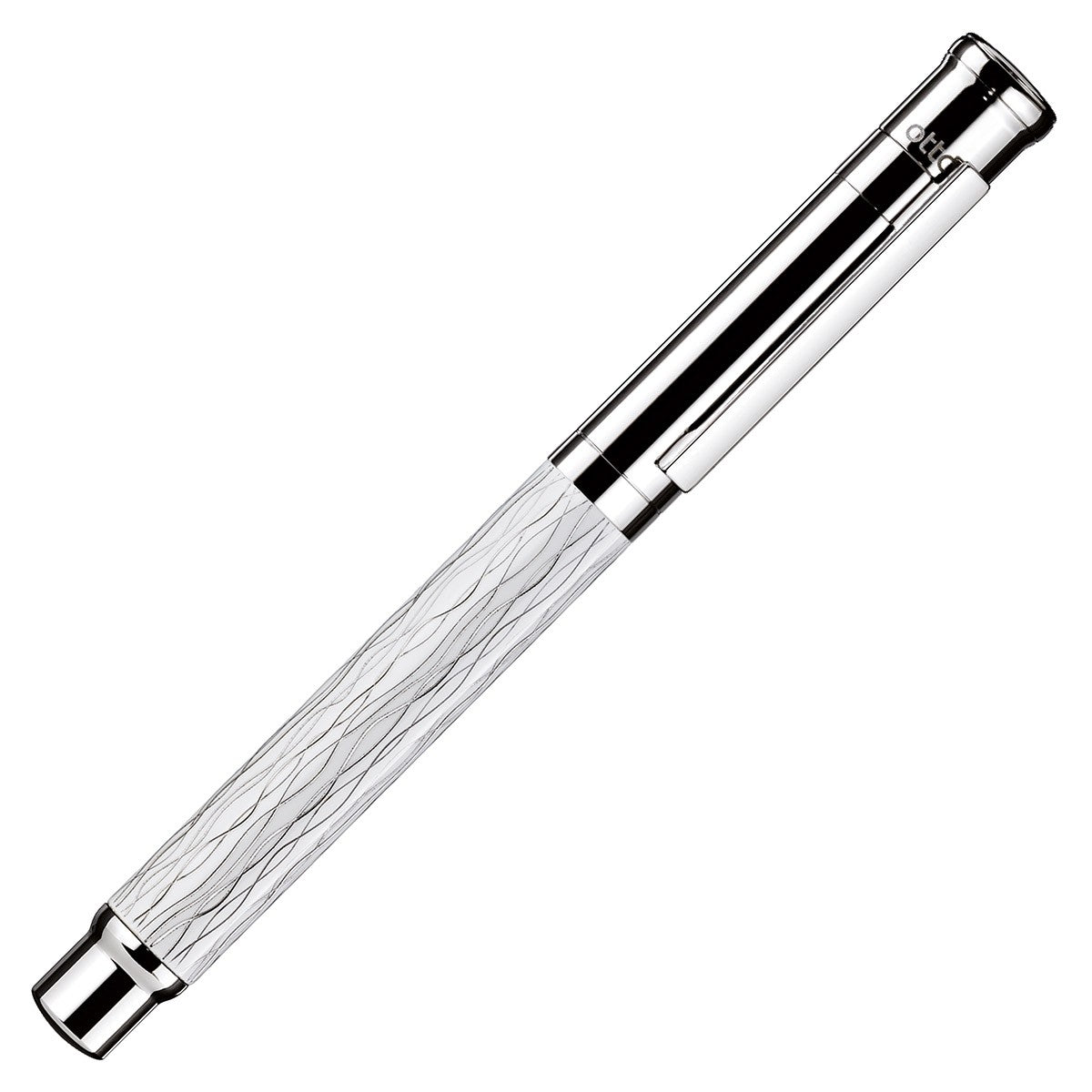 Otto Hutt Fountain Pen Design 04 - Wave Guilloche White Platin - 24Papershop