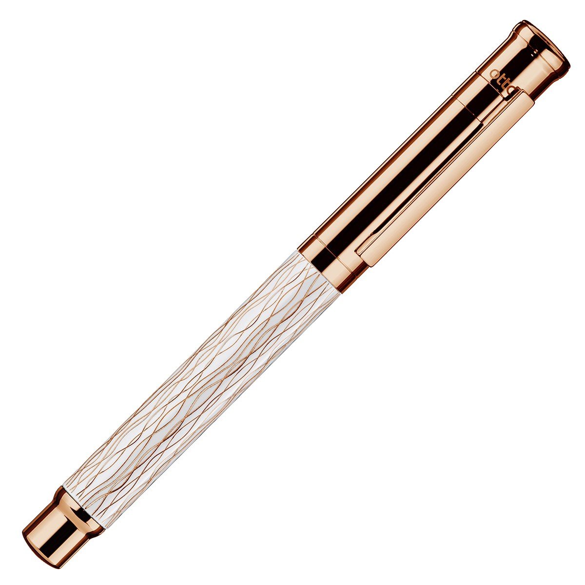 Otto Hutt Fountain Pen Design 04 - Wave Guilloche White Rosegold - 24Papershop