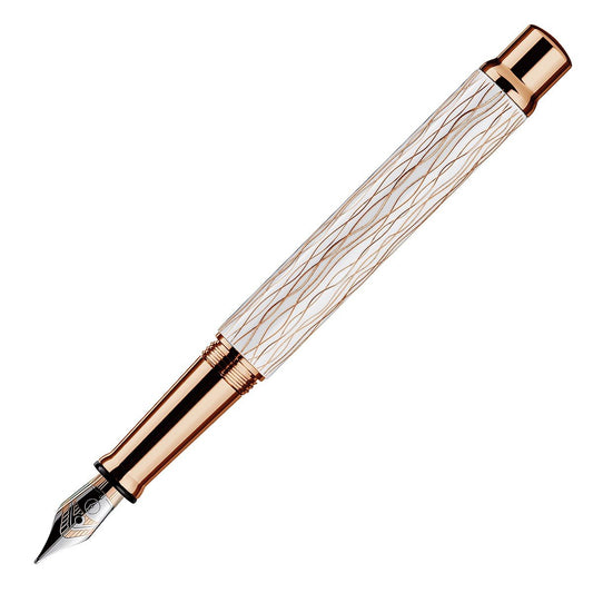 Otto Hutt Fountain Pen Design 04 - Wave Guilloche White Rosegold - 24Papershop