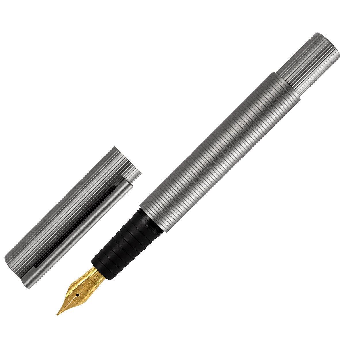 Otto Hutt Fountain Pen Design 08 - Frosted Thread Guilloché Ruthenium - 24Papershop