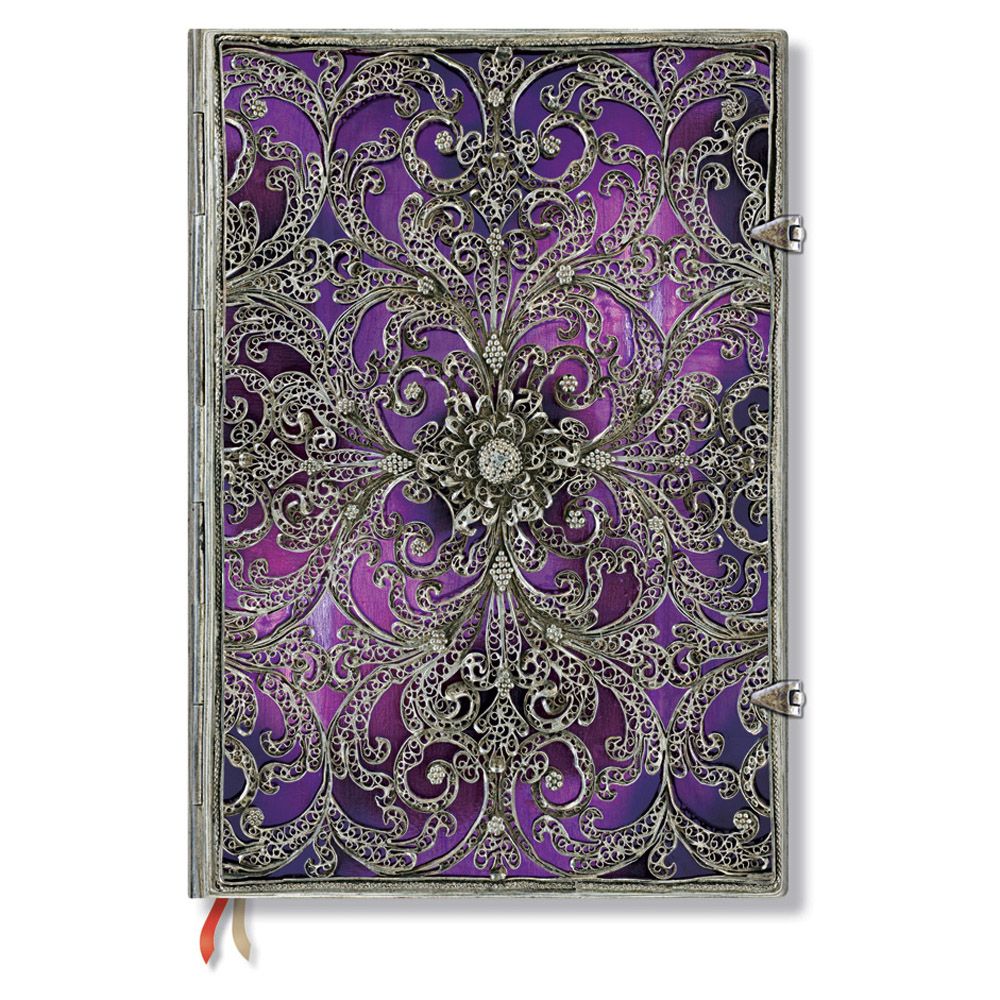 Paperblanks Silver Filigree Aubergine Ultra - Gelinieerd - 24Papershop