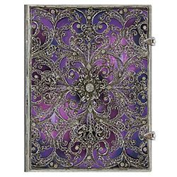 Paperblanks Silver Filigree Aubergine Ultra - Gelinieerd - 24Papershop