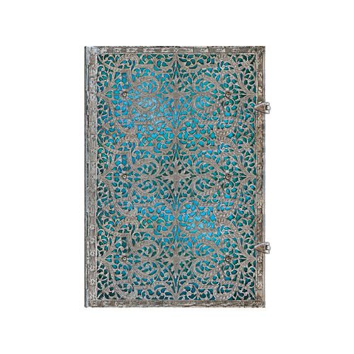 Paperblanks Silver Filigree Maya Blue Grande - Ongelinieerd - 24Papershop