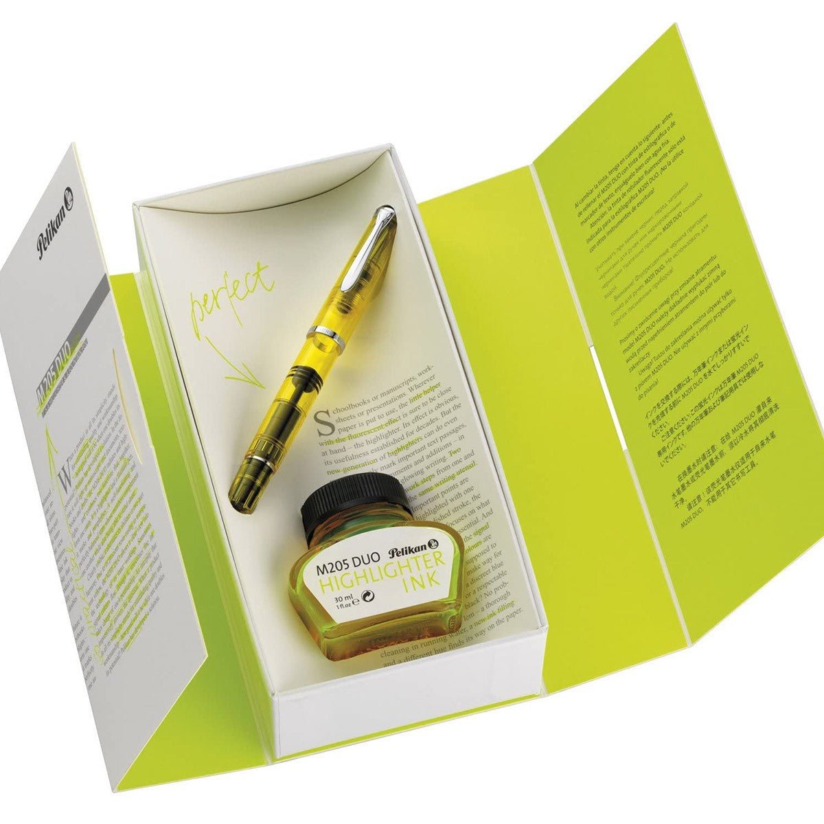 Pelikan Fountain Pen Classic M205 Highlighter Set - Neon Yellow - 24Papershop