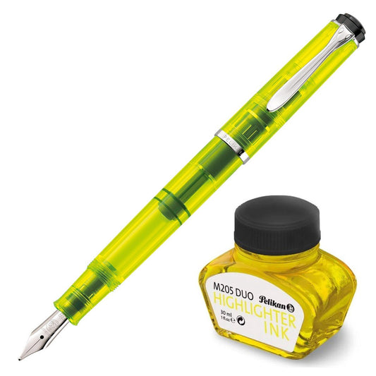 Pelikan Fountain Pen Classic M205 Highlighter Set - Neon Yellow - 24Papershop