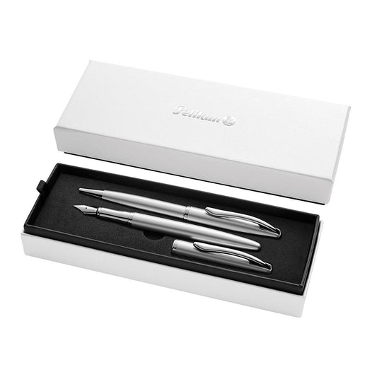 Pelikan Jazz Noble Elegance Set - Vulpen & Ballpoint - Silver - 24Papershop