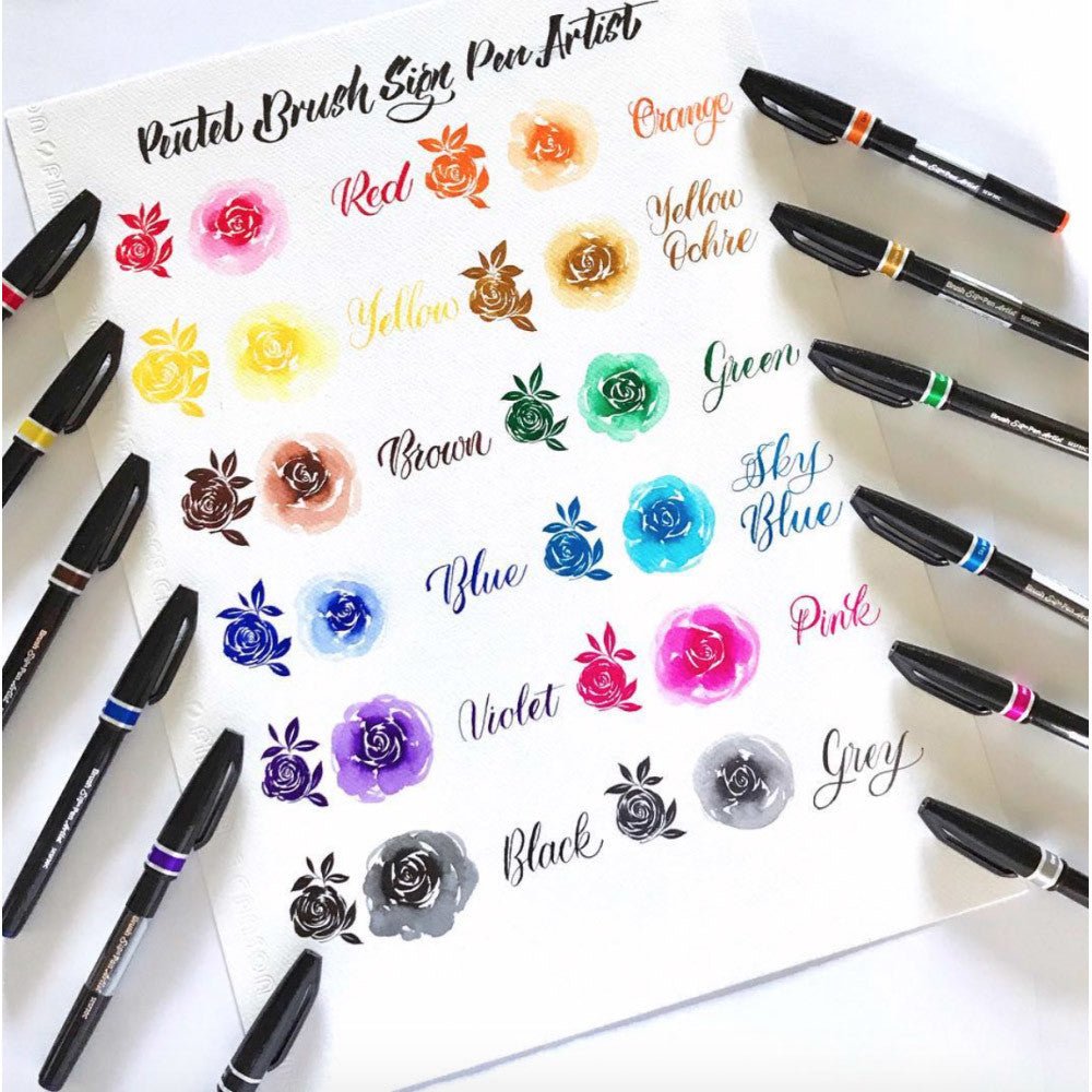 Pentel Brush Sign Pen Artist - Geel - 24Papershop