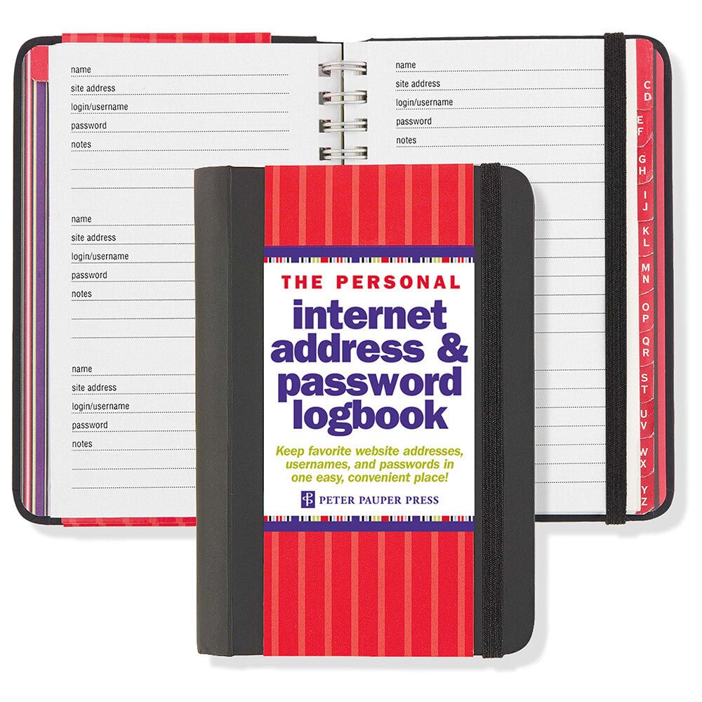 Peter Pauper Internet & Password Logboek A6 Black - 24Papershop