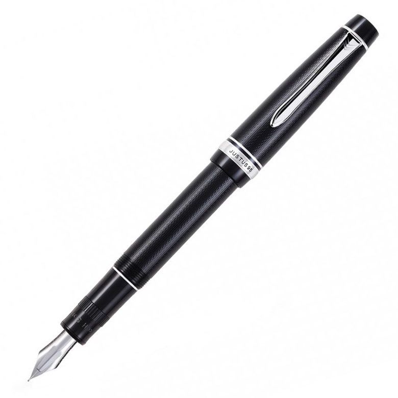 Pilot Fountain Pen Justus 95 Black - White Gold Fine - 24Papershop