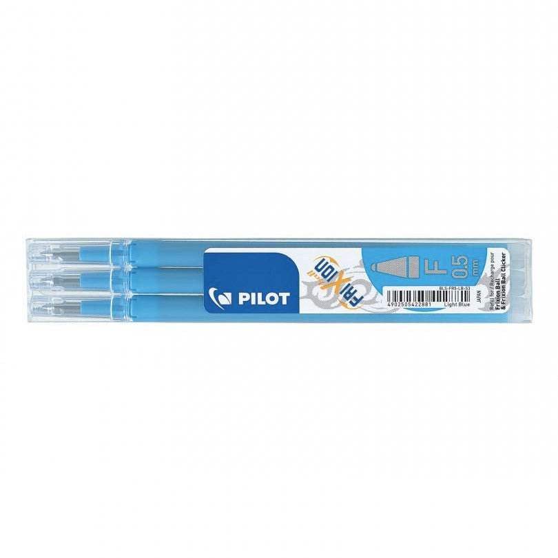 Pilot FriXion Ball Navulling Fine 0,5mm 3 Set - Light Blue - 24Papershop