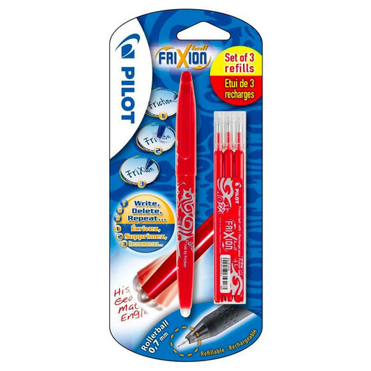 Pilot Frixion Ball Pen + 0,7mm 3 Set Blister - Rood - 24Papershop