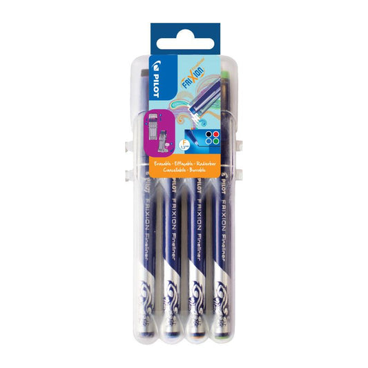 Pilot Frixion Fineliner Marker Pen - Set van 4 [Blauw, Zwart, Rood, Groen] - 24Papershop