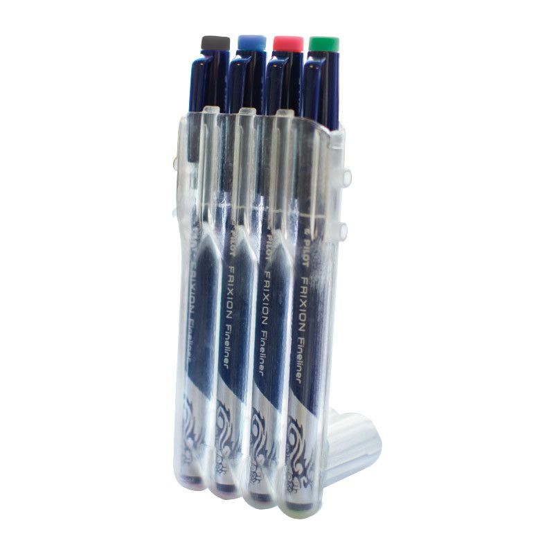 Pilot Frixion Fineliner Marker Pen - Set van 4 [Blauw, Zwart, Rood, Groen] - 24Papershop