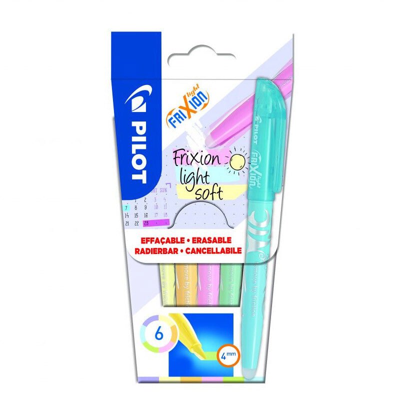 Pilot Frixion Light Soft - Wallet van 6 Markers - 24Papershop