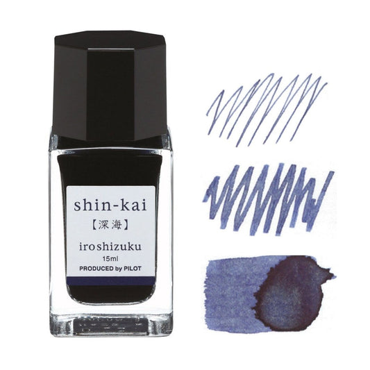 Pilot Iroshizuku Inkt 15ml Shin - Kai (Blauw/ Zwart) - 24Papershop