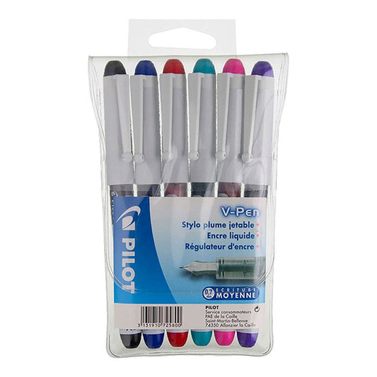 Pilot V - Pen Vulpen Set van 6 Uitwisbaar - Medium - 24Papershop