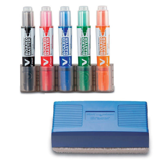 Pilot Whiteboard Set - Ophangsysteem, 5 Markers en Wisser - 24Papershop