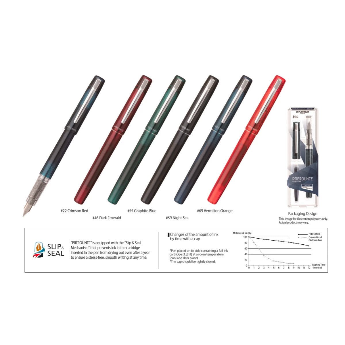 Platinum Prefounte Vulpen Crimson Red - Fine - 24Papershop