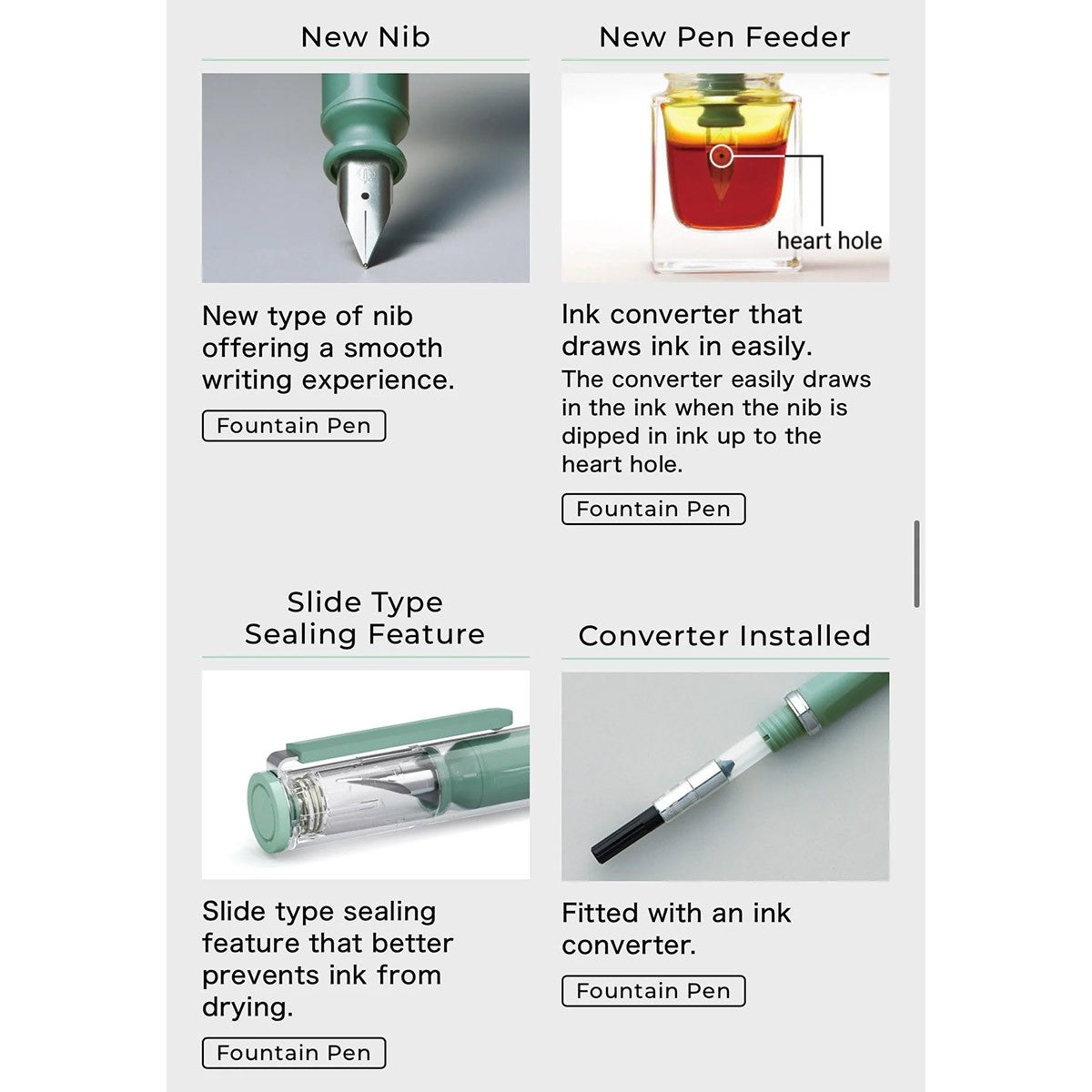 Sailor Fountain Pen TUZU - Green - Bold - 24Papershop