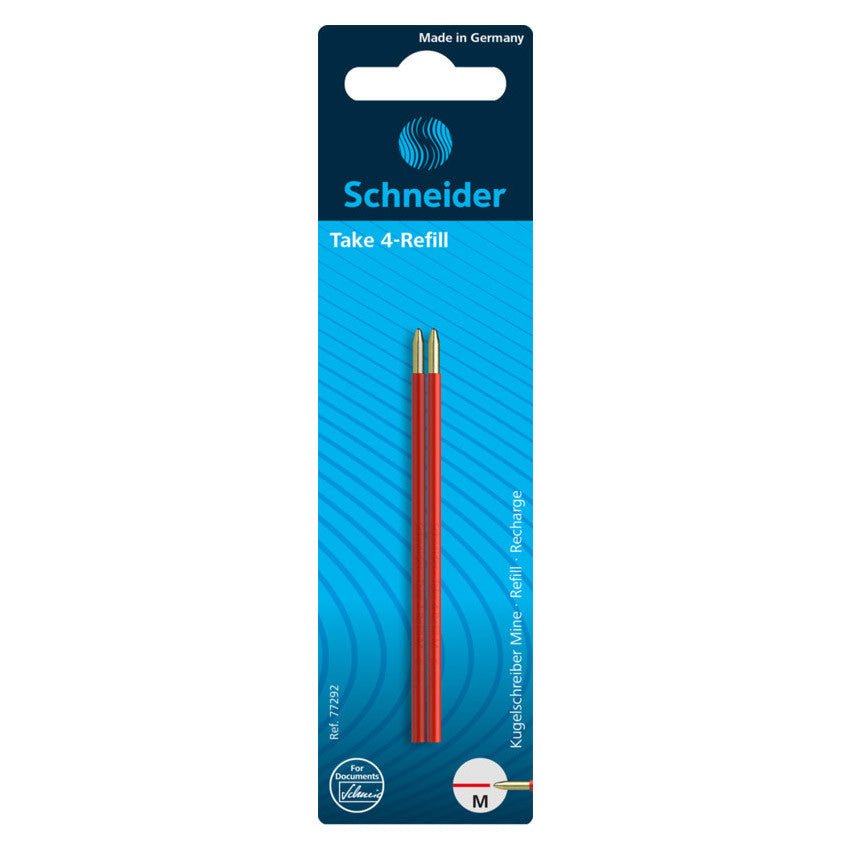 Schneider Take 4 kleurenpen navulling | Rood Set van 2 - 24Papershop