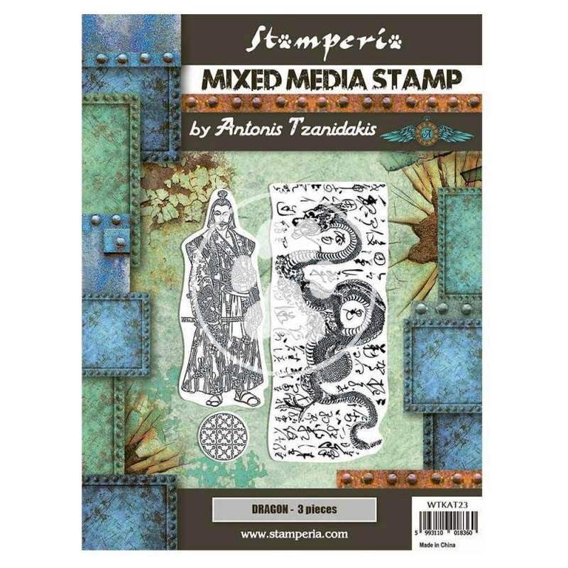 Stamperia Mixed Media Stamp - Sir Vagabond in Japan Dragon - 24Papershop