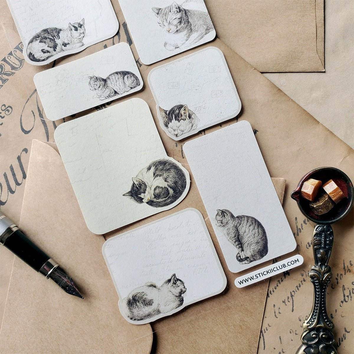 Stickii Sticker Vintage Cat Labels - 24Papershop