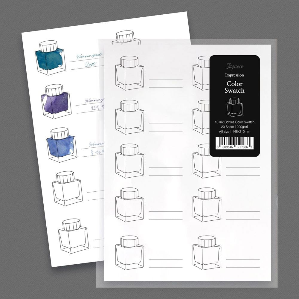 Wearingeul Ink Color Swatch Sheets - Bottles - 24Papershop