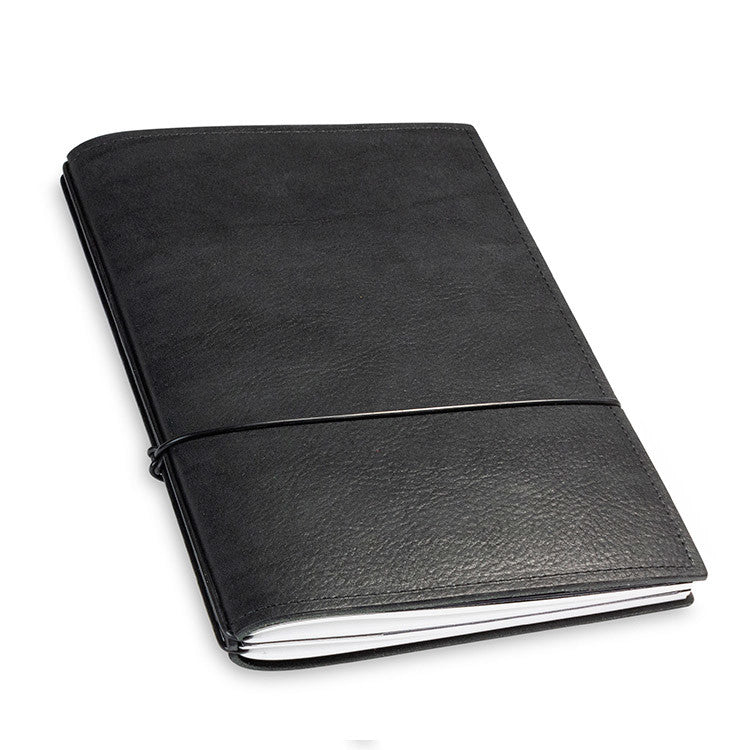 X17 Notebook A5 Leder Natur Zwart - 2 katernen - 24Papershop