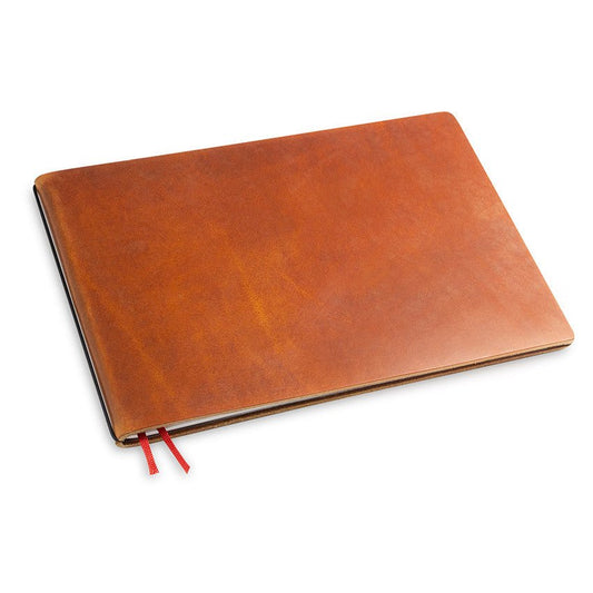 X17 Notebook A5+ Quer Leder Natur Brandy - 1 katern - 24Papershop