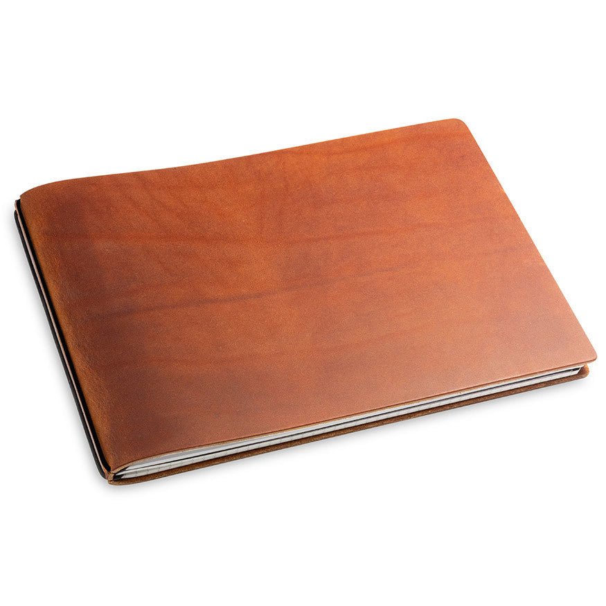 X17 Notebook A5+ Quer Leder Natur Brandy - 2 katern - 24Papershop