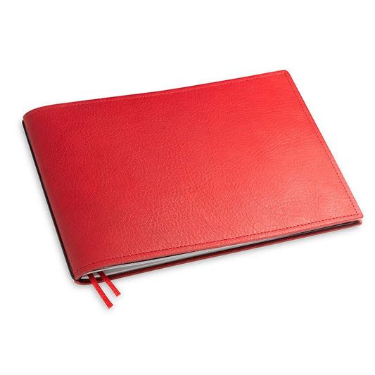 X17 Notebook A5+ Quer Leder Natur Rood - 1 katern - 24Papershop