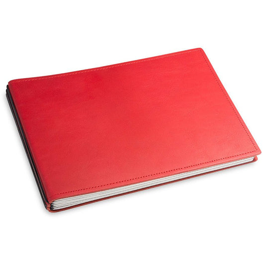 X17 Notebook A5+ Quer Leder Natur Rood - 3 katern - 24Papershop