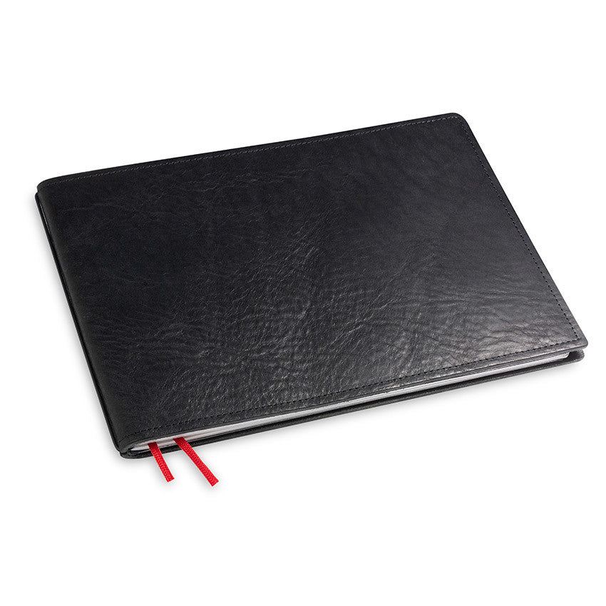 X17 Notebook A5+ Quer Leder Natur Zwart - 1 katern - 24Papershop