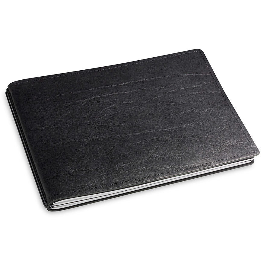 X17 Notebook A5+ Quer Leder Natur Zwart - 2 katern - 24Papershop