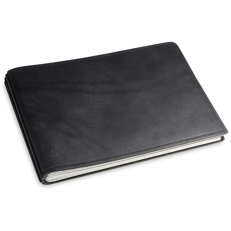 X17 Notebook A5+ Quer Leder Natur Zwart - 3 katern - 24Papershop