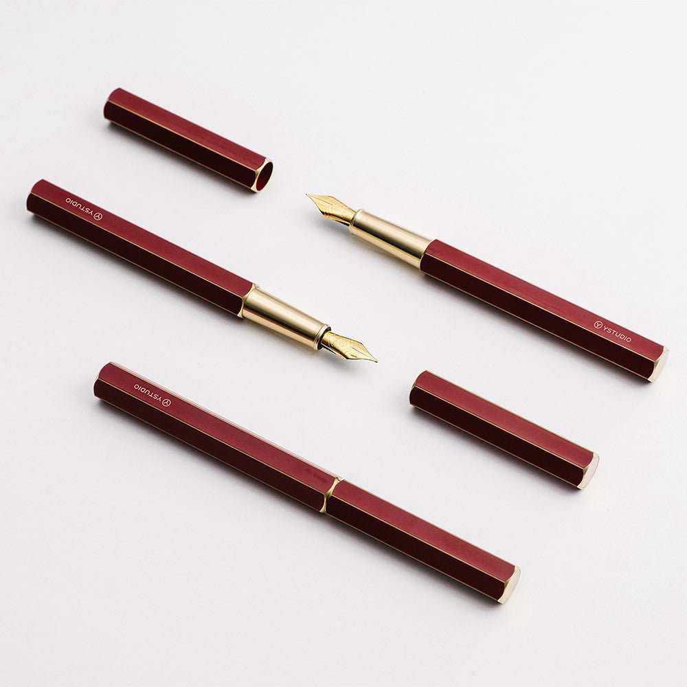 Ystudio Classic Revolve Fountain Pen Red [Fine] - 24Papershop