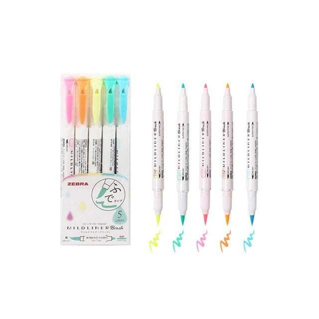Zebra Mildliner Twin Brush Pastel Colors - Set van 5 - 24Papershop