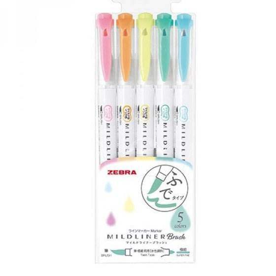 Zebra Mildliner Twin Brush Pastel Colors - Set van 5 - 24Papershop