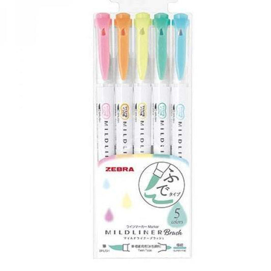 Zebra Mildliner Twin Brush Pastel Colors - Set van 5 - 24Papershop