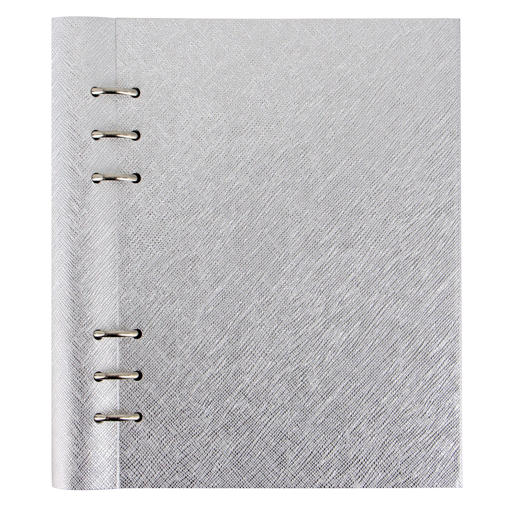 A5 Saffiano Metallic Notebook Silver - Papeterie Michel