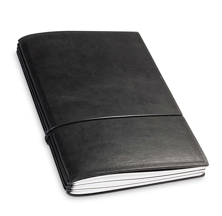 Lelie Betrokken complexiteit X17 Notebook A5 Leder Natur Zwart - 3 katernen | 24Papershop